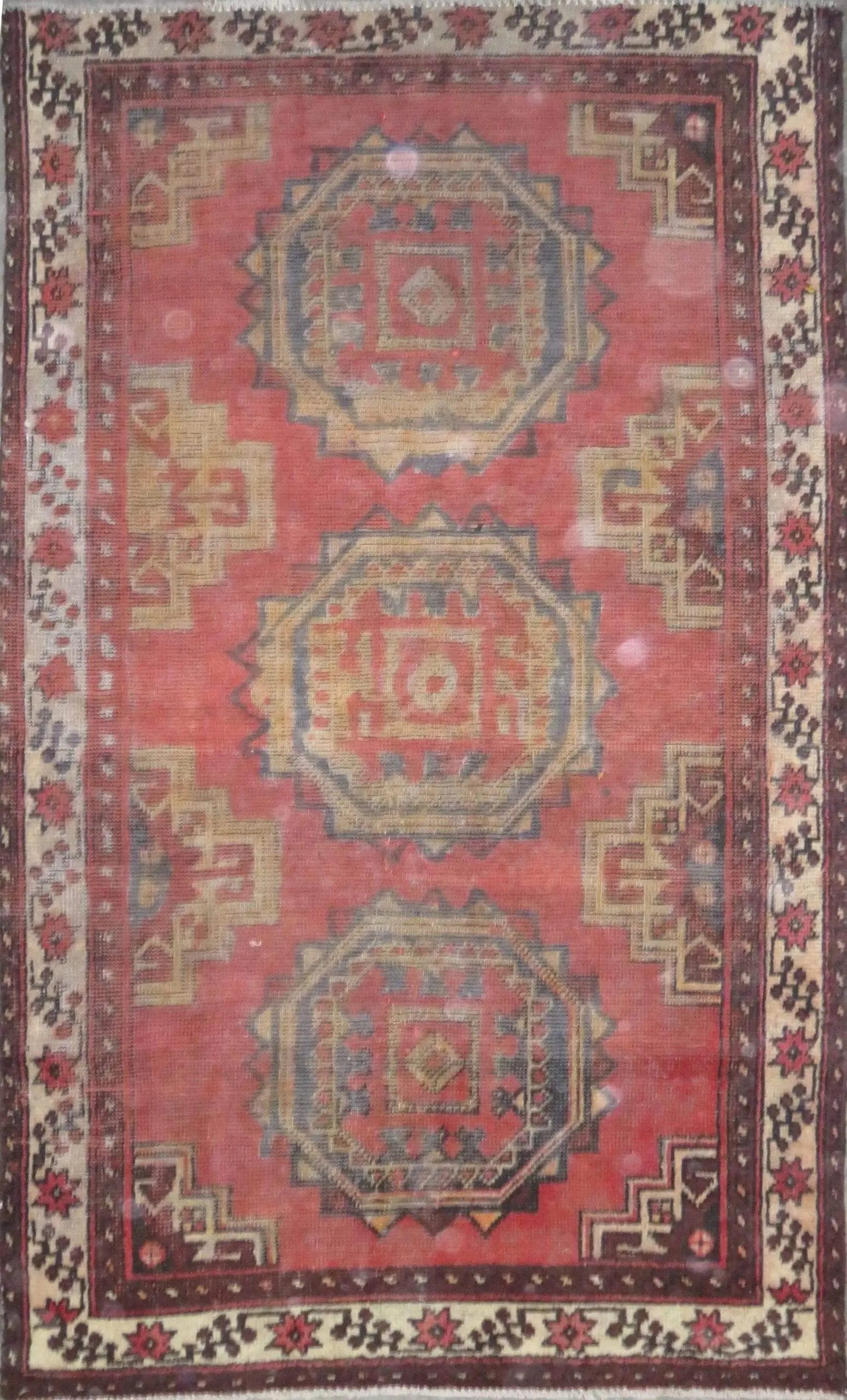 One Of The Kind Hand-Knotted Persian Wool Rug _ Luxurious Vintage Design, 6'3" x 3'7", Artisan Crafted